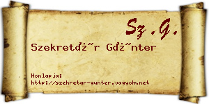 Szekretár Günter névjegykártya